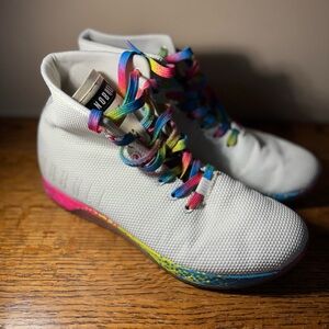 NOBULL White Sneakers with Neon soles, Men 10 Women 11.5